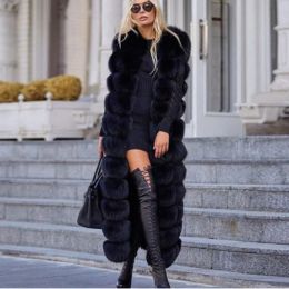 Lengthening Real Fox Fur Vest Natural Fur Coat For Jacket Female Coats Vest Waistcoat Long Fur Coats Real Fur Fox Vest Jacket