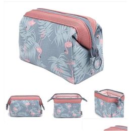 Cosmetic Bags Flamingo Travel Bag Brush Fashion Cute Womens Jewellery Storage Belt Zipper Electronic Accessories Portable Cube Drop Deli Otrbo