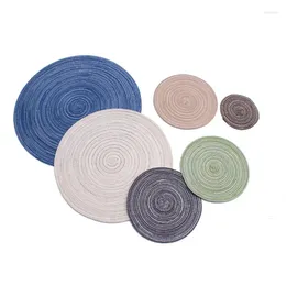 Table Mats Cotton Yarn Placemat Fabric Woven Round Heat Insulation Pad Western Anti-scalding Bowl Mat Pot