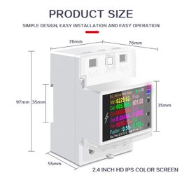 12 IN 1 Din Rail AC Monitor 110V 220V 100A Voltage Current Power Factor KWH Electric Energy Frequency Metre VOLT AMP For App