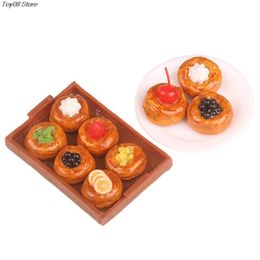 1Set 1:12 Dollhouse Miniature Fruit Tart Plate Bread Tray Food Breakfast Model Toy Doll House Kitchen Scene Decor Accessories