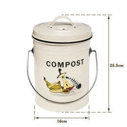 Round Garbage Can Patterned Metal Shell Plastic Liner Trash Can With Lid Household Daily Necessities for Kitchen or Garden