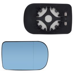 For BMW 5 Series E39 2000 - 2003 Facelift 7 E38 1995 - 2001 Driver Passenger Door Side Wing Mirror Glass Heated Blue With Plate