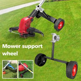 Lawn Mower Support Wheel Adjustable Weed Trimmer Auxiliary Wheels Hole 26mm-28mm Portable String Trimmer Wheel Mower Attachment