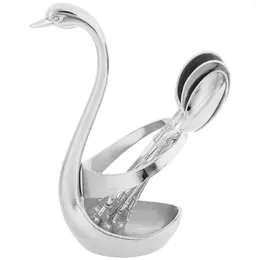 Bowls Cake Decor Cold Drink Spoon Swan Cutlery Combination Fruit Storage Holder Alloy Household Spoons