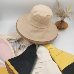Contraste do chapéu de pescador de chapéu solar de verão feminino Viseira Viseira Face Sun Chapéu UV Chapéu de proteção UV Primavera e outono