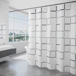 Geometric Modern Shower Curtains Bath Curtain High Quality Waterproof Polyester for Bathroom with Plastic Hooks Cortina