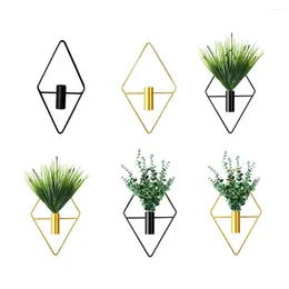 Vases Geometric Wall Planter Metal Hanging Vase Elegant And Durable Plant Holder Planters Gold Green Leaves