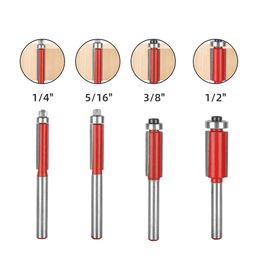 Shank Milling Cutter 6mm 6.35mm 1/4 Wood Carving Double Bearing Trimming Cutter Woodworking Engraving Straight Router Drill tool