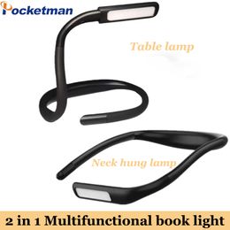 Newest 2 In 1 LED Hanging Neck Reading Light Portable Foldable Table Light Reading Lamp Night Emergency Light Running Light