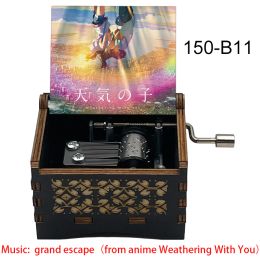 Music Box Weathering With You Anime Hand Wooden Grand Escape Musical Melody Kids Friends Festival Souvenir Gift Wedding Decor