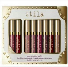 Star Studded 8pcs Liquid Lipstick Lip gloss Set Stay All Days Long Lasting Creamy Shimmer Liquid Makeup Lip Gloss lipstick drop ship2509304