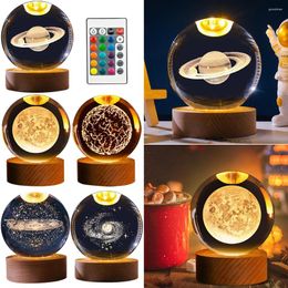 Decorative Figurines 3D Moon Galaxy Globe Night Light LED Crystal Table Lamp 16 Color Changing For Bedroom Decor Teens Boys & Girls