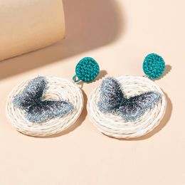 Fashionable Temperament Handmade Rattan Raffia Tassel Pendant Earrings Summer Ocean Beach Ladies Earrings Jewelry 2022 New