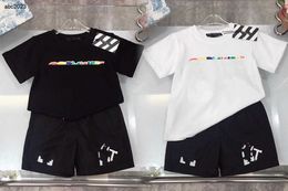 Classics baby tracksuits boys Short sleeved suit kids designer clothes Size 100-150 CM directional marker printing t shirt and shorts 24April