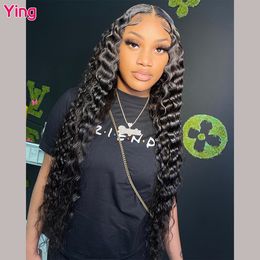 Ying Hair 200% Deep Wave Ginger Brown 13x6 Lace Frontal Wig Human Hair 13x6 Lace Front Wig PrePlucked 5x5 Transparent Lace Wig