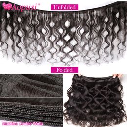 Aopusi 32 Inch Body Wave Human Hair Bundles 1/3/4 Pcs Brazilian Human Hair Weave Bundles Natural/Jet Black Human Hair Extensions