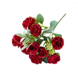 Decorative Flowers Durable Artificial Flower Branch Elegant Rose For Wedding Party Decor Realistic Reusable Bridal Bouquet