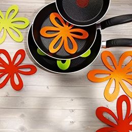 Table Mats 6pcs Flower Shaped Pot Divider Pad Pan Protector Placemat Easter Butterfly Holder Stacking Cookware Protective Mat