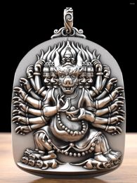 Pendant Necklaces HX Silver Colour Yamantaka Brand Solid Zodiac Guardian God Benming Buddha Necklace For Men And Women Jewellery Pendants