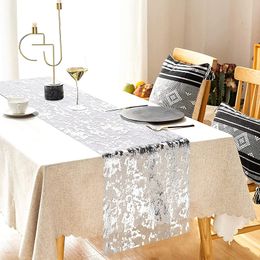 Gold/Silver Sequin Glitter Table Runners Wedding Party Dining Room Tablecloth Sparkle Table Cover Christmas 2023 New Year Decor