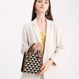 Tote Canvas Bag Womens Summer Plaid Small Shopping High-end Feel Handbag Shoulder Crossbody