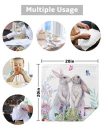 Easter Bunny Flower Butterfly Watercolor Rabbit 4/6/8pcs Square Napkins Party Wedding Table Cloth Kitchen Dinner Table Napkin