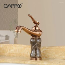 Bathroom Sink Faucets GAPPO Basin Faucet Rose Golden Mixer Taps Waterfall Deck Mounted Tap Robinet Salle De Bain