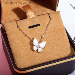 High End Vancelfe Brand Designer Necklace Silver 925 White Fritillaria Butterfly Necklace Female Korean Version Fairy Trendy Designer Brand Jewellery