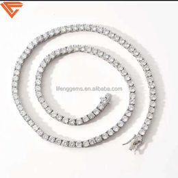 2024 Custom Moissanite Jewellery 925 White Gold Plated Chain 5mm Gra Certified Vvs Moissanite Tennis Chain Necklace