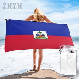 More Design Bath Towel Haiti Flag Emblem Quick dry Microfiber Absorbing Soft Water Breathable Beach Swimming Bathroom
