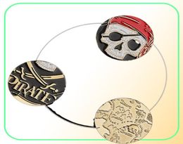 5PCSLot Movie Pirate Skull Gold Plated Aztec Coin Craft Jack Sparrow Medallion Skull Medal Collection Badge Gift8026194