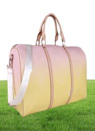 Designer High quality gradient color fashion travel bag big flower men women duffle leather luggage handbags large capacity sport6358111