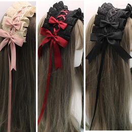 Party Supplies 2024 Lolita Lace Gothic Bowknot Sweet Hair Hoop Anime Maid Cosplay Headband Flower Headwear Accessory Wholesale