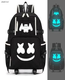 Marshmello Luminous USB Laptop Backpacks American Mystery DJ Student School Bag for Teenagers Men Women Girls Boys Book Bags New8074958
