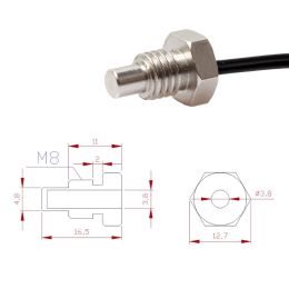 NTC 10K Thermistor Temperature Sensor M8 Thread Probe Cable 1m 2m for 3M Waterpr