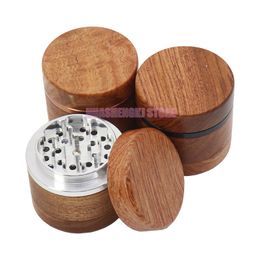 Natural Wood Smoking Colorful Aluminium 60MM Dry Herb Tobacco Portable Grind Spice Miller Grinder Crusher Grinding Chopped Hand Muller Cigarette Handpipes Holder