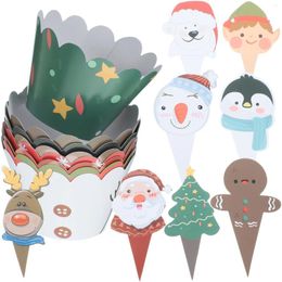 Disposable Cups Straws Cake Decorations Xmas Party Theme Cupcake Wrappers Muffin Fringe Christmas Topper Paper