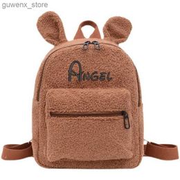 Backpacks Embroidered Name Backpack Gift Personalised Plush School Bag Mini Bookbag Travel Bag Custom Rucksack Birthday Gift Y240411
