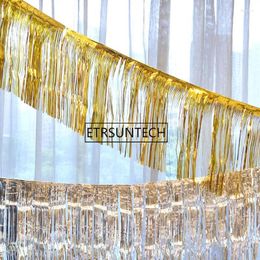 Party Decoration 35 120cm Metallic Foil Fringe Shiny Gold Silver Curtains Wall Wedding Decor Pography Background Supplies