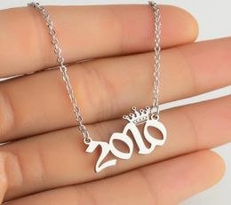 2PCS jewelry Crown Year Number Necklaces for Women 1997 1998 1999 Goth Stainless Steel Pendant Necklace Choker Collare Gold Chain8321031