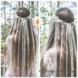 Tapestries Macrame Veil Wedding Boho Hairpiece Bohemian Bridal Shower Accessory Headband Hair Accessories