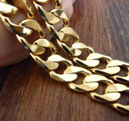 Long 23 6 Solid 18K Gold Plated Cuban Link Chain Mens Necklace fashion Jewellery Gifts224D9177498