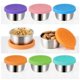 Storage Bottles Sealed Silicone Lid Sauce Cup Stainless Steel Small Seasoning Bowl Salad Tomato Dipping Saucer Box Kitchen Tableware