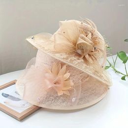 Wide Brim Hats Women's Summer Face Shade Sunblock Beach Hat Sun Casual Vintage Mesh Flower Top Dome English Lace Fisherman