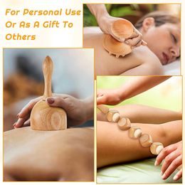 6 In 1 Wood Therapy Massage Tools, Maderoterapia Kit Home Wood Massager Roller Wood Gua Sha Roller Manual Wooden Fascia Massager