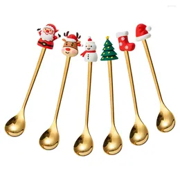 Spoons 6 Pcs Spoon Ice Cream Coffee Teaspoon Household Cake Kitchen Stainless Steel Stirring