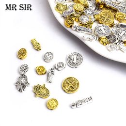 10/20/25pcs San Benito Alloy Spacer Bead Charms Catholic Cross Loose Beads For Jewelry Making DIY Bracelet Necklace Accessories