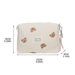 E74B Bear Embroidery Mommy Bag Zipper Newborn Baby Diaper Bags Nappy Travel Stroller Storage Makeup
