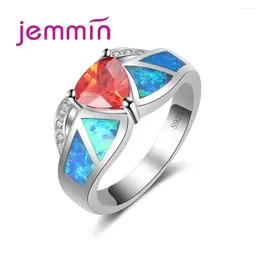 Cluster Rings Wholesale Retail Shining Ring Blue Fire Opal Orange Stone For Women Wedding Jewellery